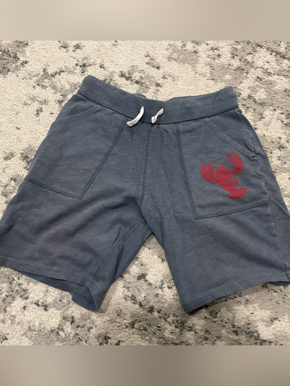Crewcuts Boys Navy Blue Drawstring Shorts with Red Lobster Graphic
